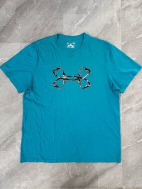 Men’s Under Armour Fishing Hooks Graphic Short Sleeve Shirt Loose Heatgear L